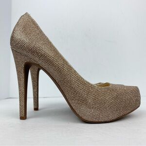 Jessica Simpson size 6.5 Women’s Parisah Gold Glitter Platform High Heel Pumps